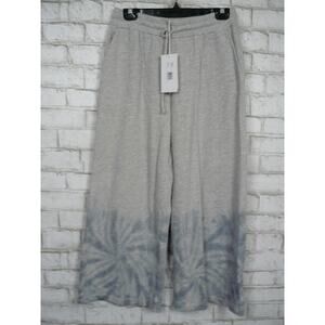 $148 Calme Johnny Was Mihu Tie Dye Wide Leg Gray Sweat Pants Medium NEW C645